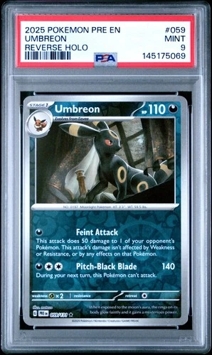 2025 POKEMON PRE EN-PRISMATIC EVOLUTIONS REVERSE HOLO #059 UMBREON PSA 9