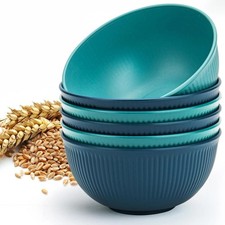 Unbreakable Cereal Bowls 24 oz, Plastic Bowls Reusable Light Weight Bowl, Set...