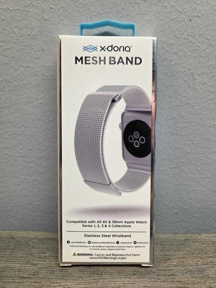 Nueva correa de malla híbrida X-Doria para Apple Watch - plateada/blanca 38-40 mm Foto 2 de 4