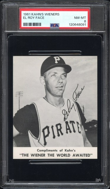 1961 Kahn's Wieners #11 Elroy Roy Face Pirates Set Break High End PSA 8 NM-MT