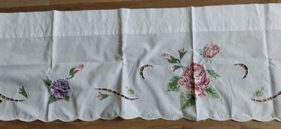 Apliques florales cenefas bordes de vieira recortados rosas 2 paneles 62x12 Foto 4 de 4