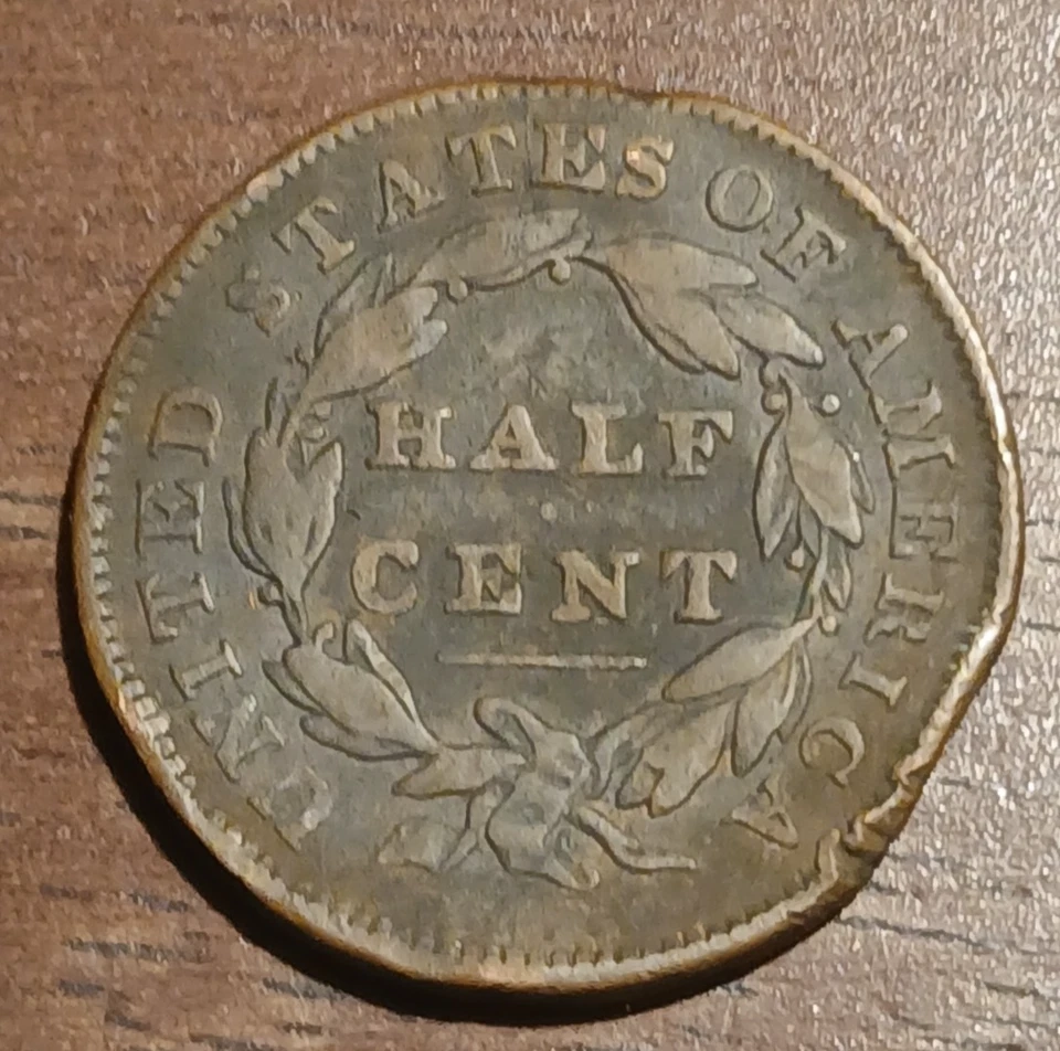 1832 Classic Head Half Cent (VF) Damaged #625 - Image 2 of 2