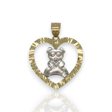 Heart Teddy Bear Pendant - 10k Yellow Gold