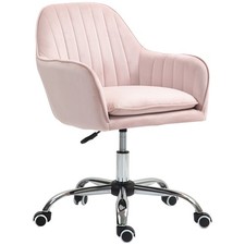HOMCOM Velvet-Feel Fabric Swivel Office Chair with Adjustable Height Refurbished