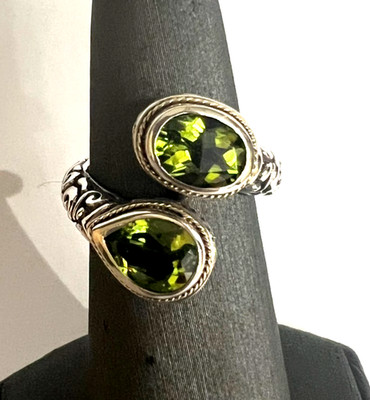 BJC SAMUEL BENHAM PERIDOT & 18K STERLINGSILBER GEDREHTER RING GRÖSSE 6 1/2