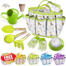 Kids Garden Tool Set 18pc Tote Bag Watering Can Apron Hat Rake Shovel