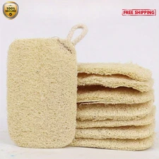 1pc Double‑Layer Loofah Kitchen Cloth – Natural Melon Sponge, Rope - NEW