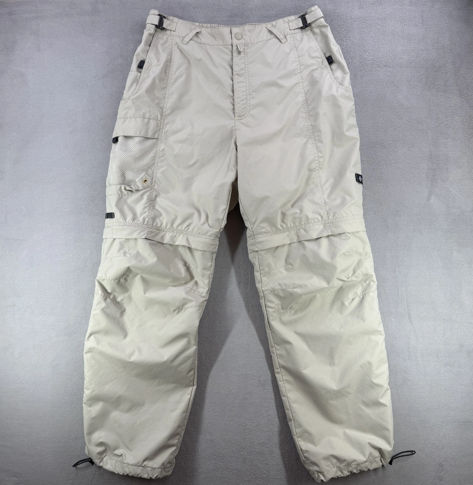 Columbia Pants Mens Large Beige Silver Ridge Convertible Lined Ankle Cinch