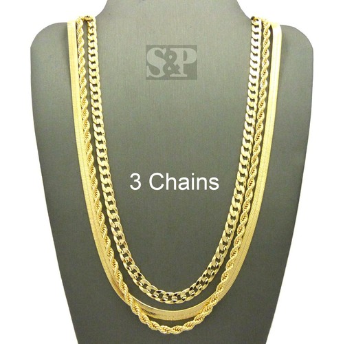 MaxBling81 Hip Hop Herringbone Necklace – 14K Gold Plated, 9mm Or 11mm, 24" Chain