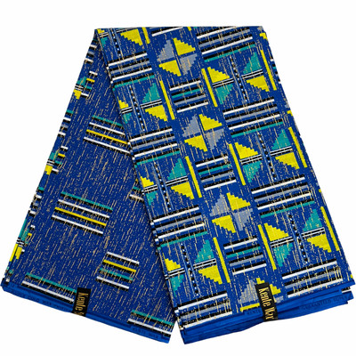 Afrikanischer Stoff Druck 6 Yards Kente Gold verziert 100% Baumwolle Nähmaterial