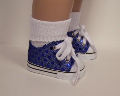 blue sequin tennis shoes