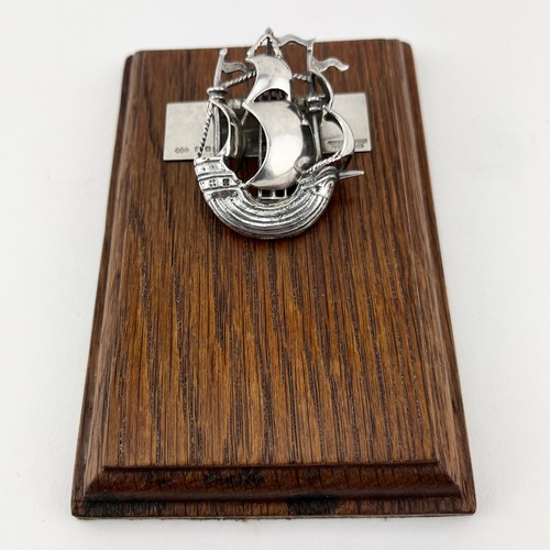 Cast Sterling Silver Desk Paper Clip with Galleon Ship Motif
