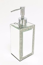 NEW BELLA LUX GLASS MIRROR WITH CRYSTAL KITCHEN,BATHROOM SOAP,LOTION DISPENSER