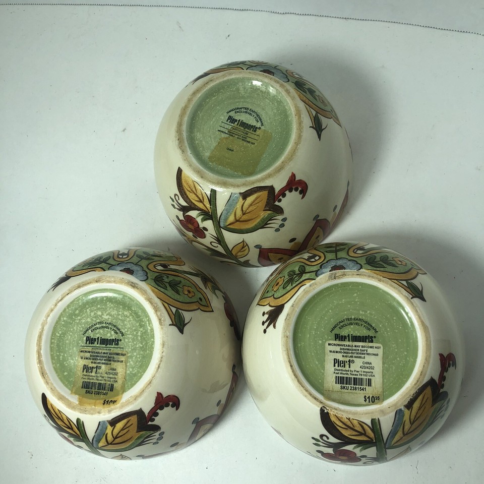 Pier 1 Imports Bowls 6" Lot Set of 3 Carynthum Soup Cereal READ eBay