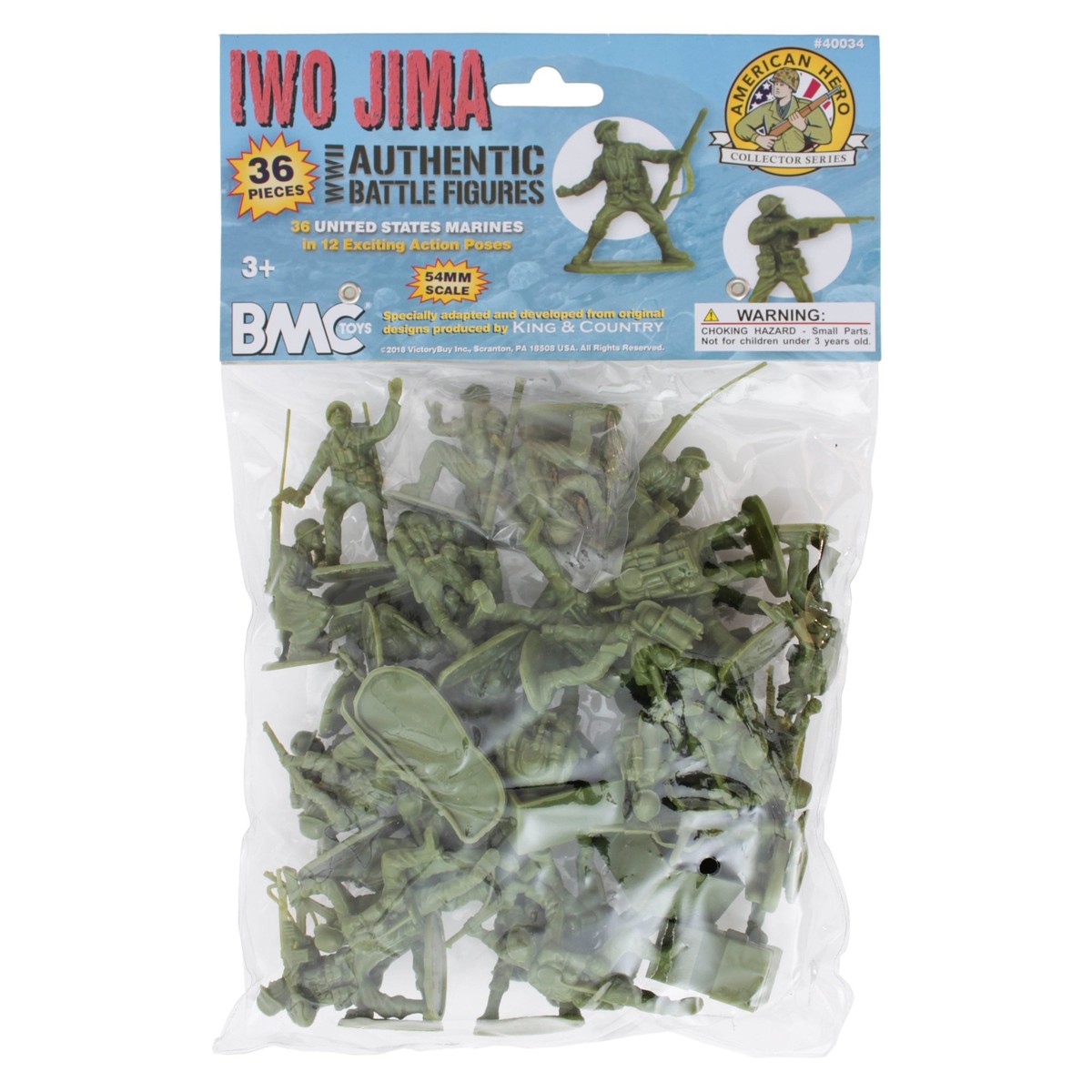 BMC WW2 Iwo Jima US Marines Plastic Army Men - 36 American Soldier