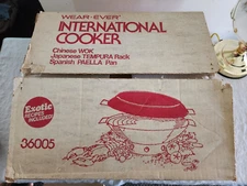 VTG Wear-Ever International Cooker Heavy Aluminum Wok, Tempura Rack, Paella Pan