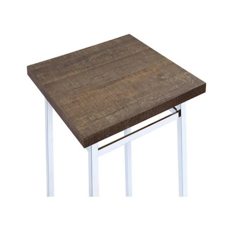 ACME Nadie Wood and Metal Square Pub Table in Oak and Chrome - Image 4 of 4