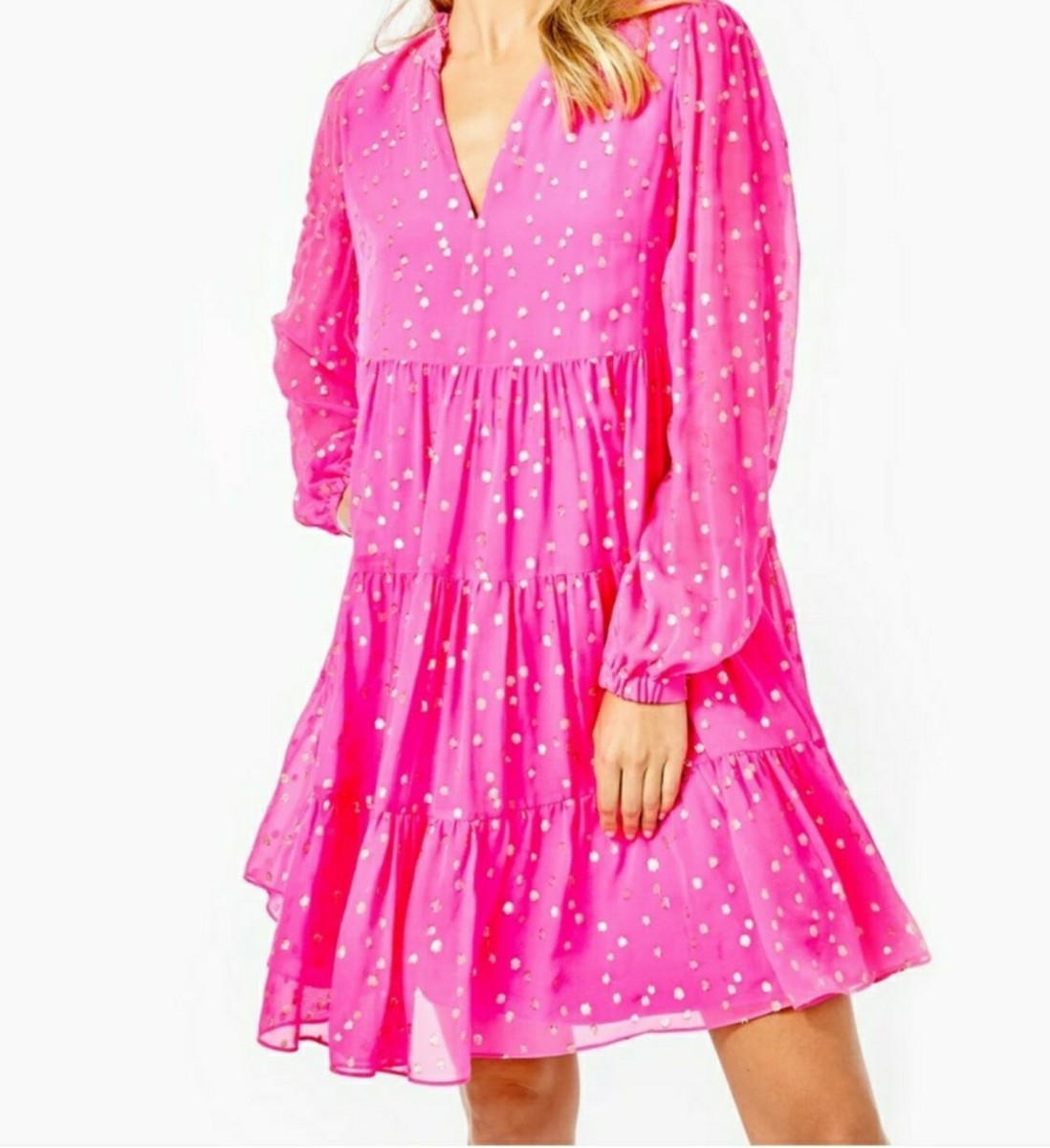 pink long sleeve swing dress This Is It Fuchsia Eyelet Swing Dress, Small - The Mint Julep Boutique