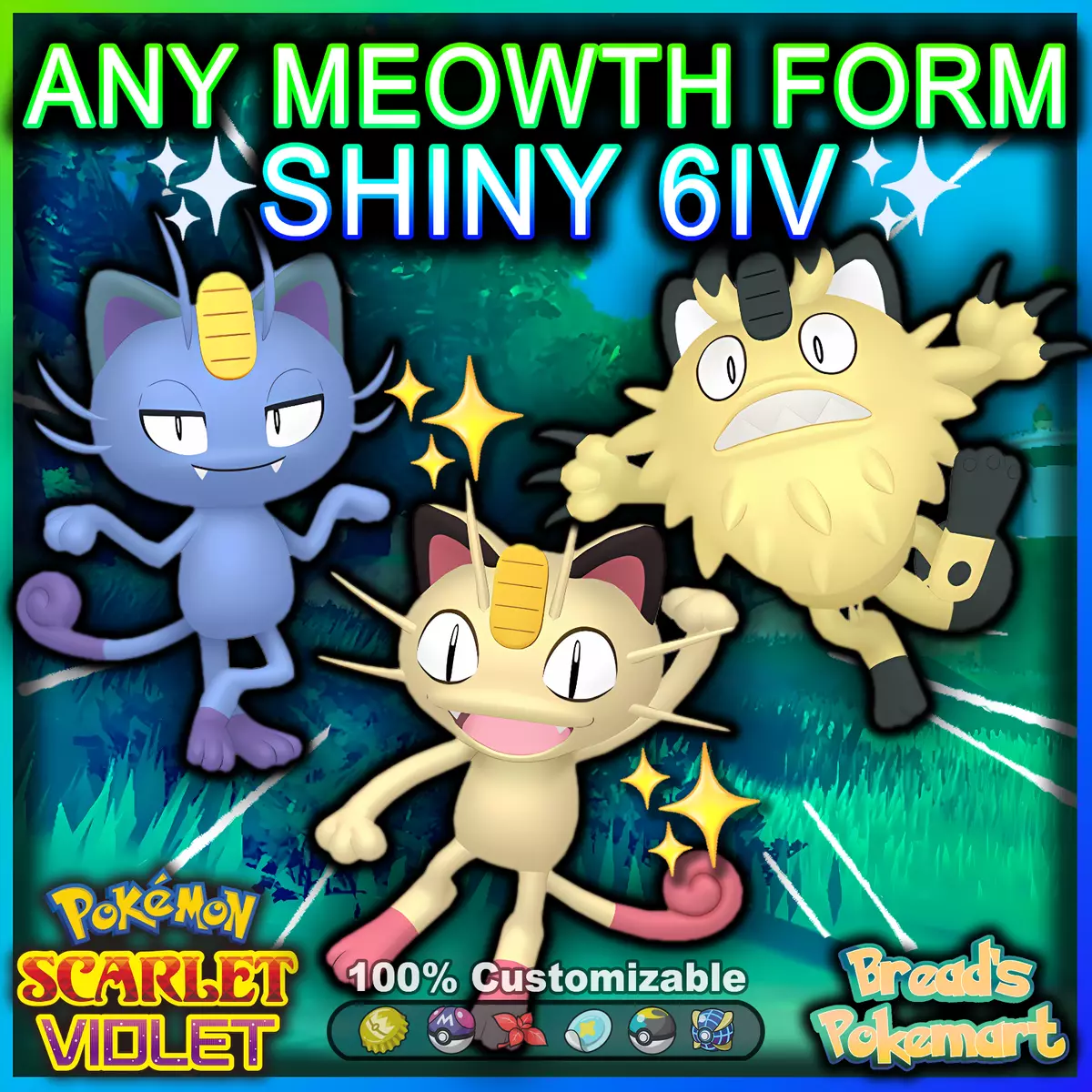 MEOWTH Pick Form ✨ SHINY 6IV ✨ Kanto Galar or Alola - Pokemon SCARLET and  VIOLET