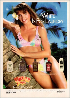 1989 magazine Ad Hawaiian Tropic ' White is for Laundry ' Pretty