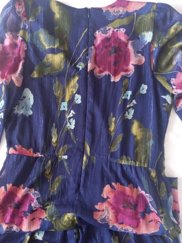 Julia Jordan Sz 14 Dress Metallic Floral V-Neck Long Sleeve Maxi Back Zip Lined - Picture 11 of 19