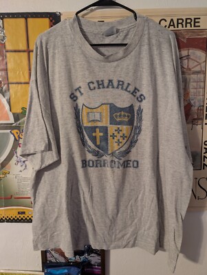 Vintage St. Charles Borromeo Distressed Shirt Size Men's XXL Single Stitch 
