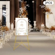2pcs Steel Easel Stand, Display Stand for Wedding Gold Easel Tripod Poster Easel