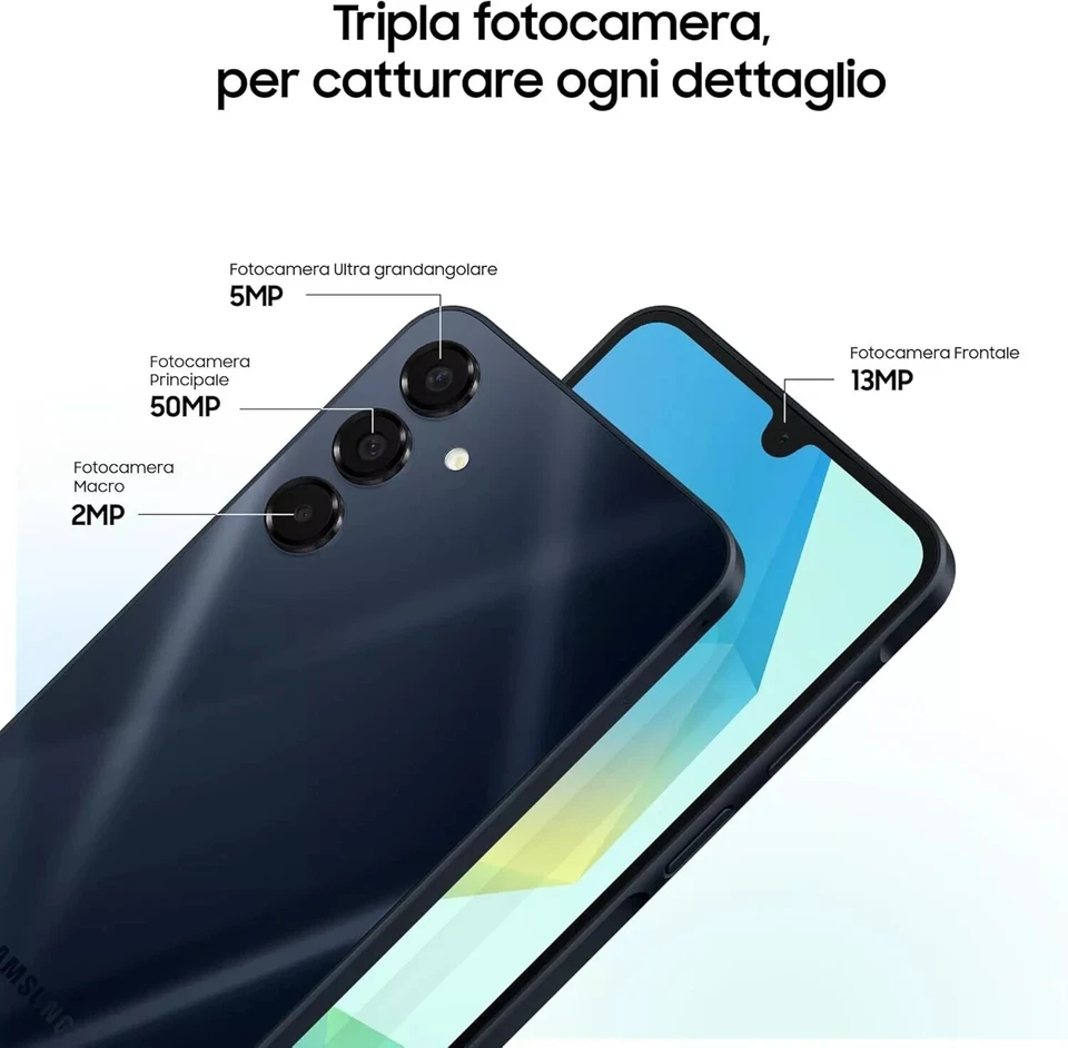 Samsung Galaxy A16 4G 4/128GB Blue Black Smartphone Android 14 disp. SUPER 6.7'' - Immagine 3 di 4