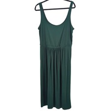 Daily Ritual Dress Womens Large Green Maxi Minimalist Vacation Beach Travel