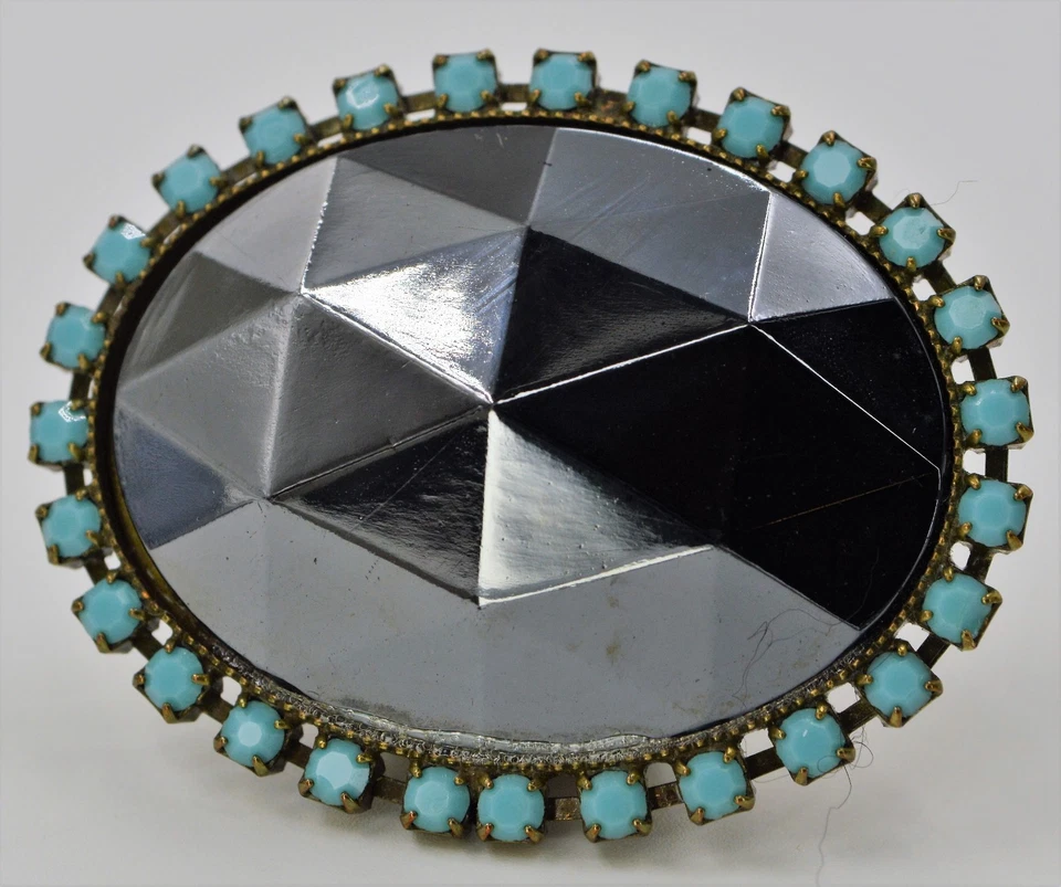 Anillo InP Nikolas Frangos Cristal Swarovski Gris Hematita Azul Turquesa Talla Única Foto 2 de 4