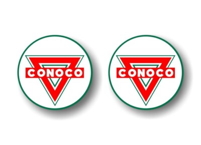 2 Vintage CONOCO Gasoline Gas Pump Decals Gas Station Pumps Oil Sign Stickers