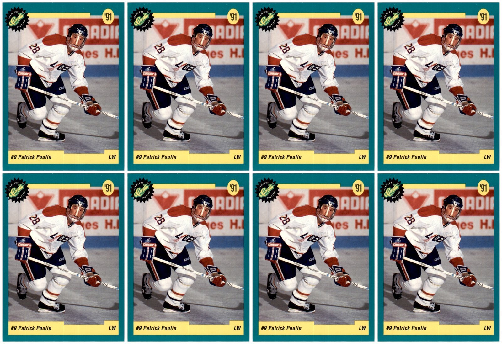 (8) 1991 Classic Draft Picks #8 Patrick Poulin Hartford Whalers Card Lot