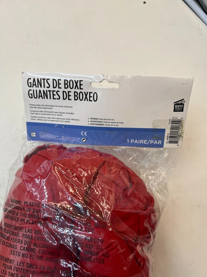 Boxing Gloves Red Fighter Fancy Dress Up Halloween Adult Costume Accessory - Image 2 of 3