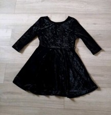 MELA LOVES LONDON Crushed Black Stretch Velvet Flared Dress Evening Party UK14