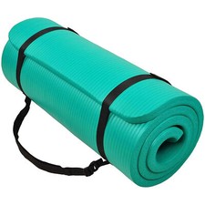 BalanceFrom Fitness GoCloud 1" Extra Thick Exercise Mat w/Strap, Green Open Box