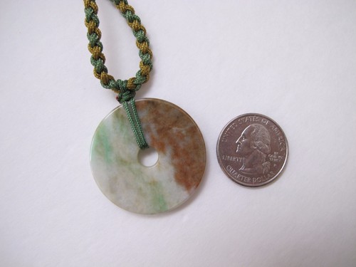 100% Natural Type A Jadeite Jade donut 「BI」pendant J00049 - Picture 6 of 7