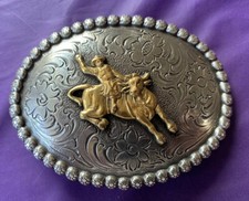 Unbranded Cowboy On Bucking Bull Belt Buckle Pre-Owned