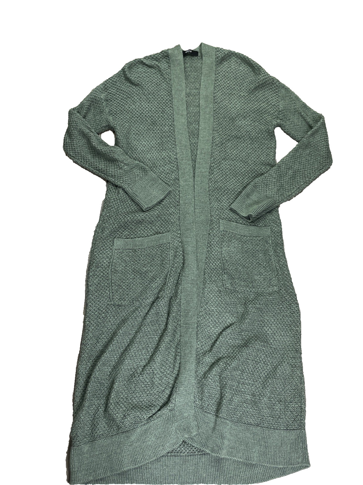 Able Neva Long Green Organic Cotton Sweater Duster Cardigan Size S Open Weave