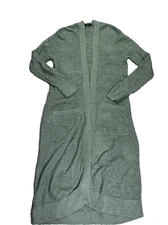 Able Neva Long Green Organic Cotton Sweater Duster Cardigan Size S Open Weave