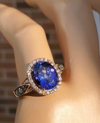 Gorgeous Rose Gold Blueberry Tanzanite Diamond Engagement