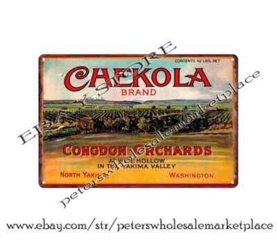 Chekola Congdon Orchards Fruit Crate Label N Yakima, Wash metal