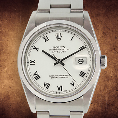 Rolex Datejust 36 Ref. 16200 - weißes römisches Zifferblatt - Austernarmband - Full Set