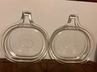 Vintage Pyrex 600-B Glass Grab It Handle Single Serve Snack Plates Set of 2