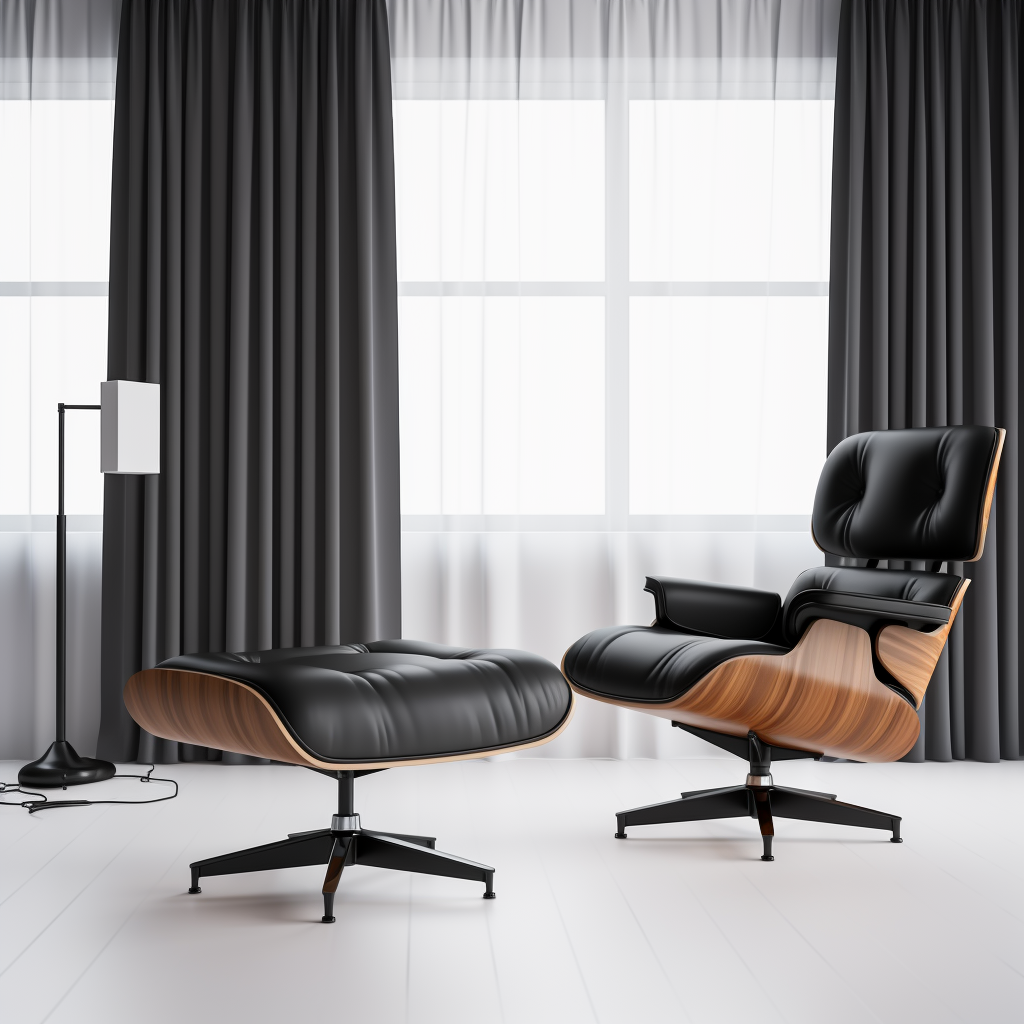 Mid Century Ottoman Herman Miller Eames Lounge Chair with Footrest Armchair USA