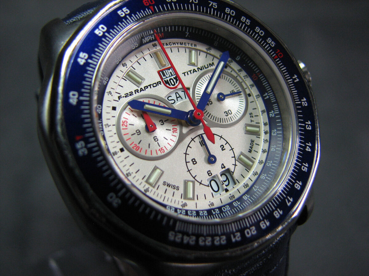 Luminox F-22 Raptor Chronograph 44mm Titanium Watch - Silver Luminox F-22 Raptor Chronograph 44mm Titanium Watch - Silver