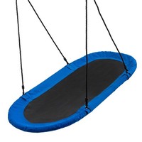 COSTWAY Oval Swing 60’’ Tree Swing with 40’’- 63’’ Adjustable Heights-Blue