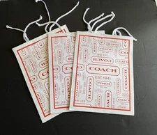 Lot of 3 New COACH Small Paper Shopping Gift Bags 8" x 10"x 4.5"
