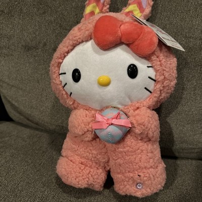 Hello Kitty Easter Bunny Side Stepper Plush Dances Looby Loo Pink Cute