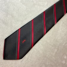 Vintage Yves Saint Laurent Silk Neck Tie Logo Black Red Diagonal Stripe Repp Tie