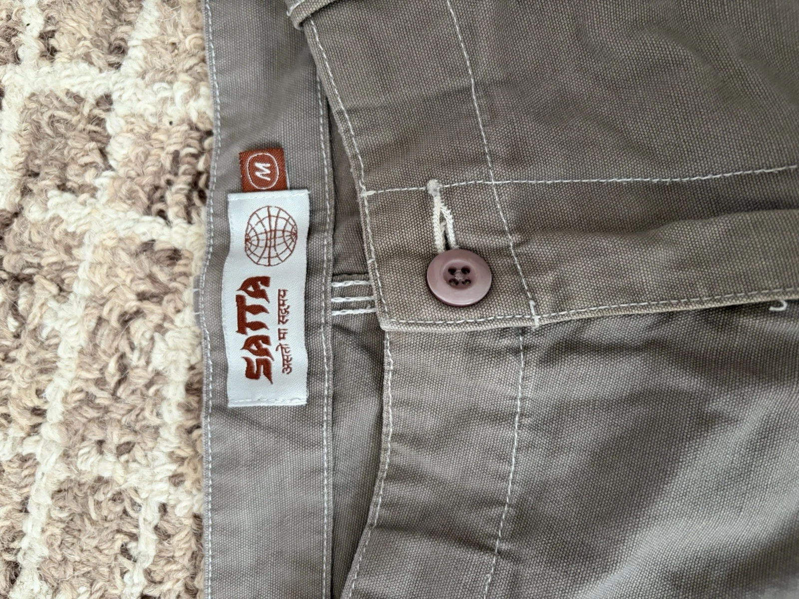 Satta Carpenter Pants Mens M Fit Large Beige Canvas Regular Straight Pockets image 4